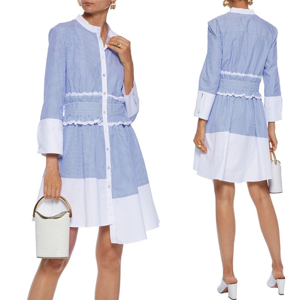 Marissa Webb Asymmetrical Striped White Dress M